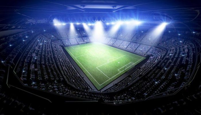 Stadio da calcio di sera