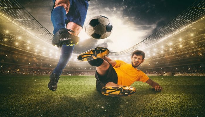 Scivolata a gamba testa Illustrazione Calcio
