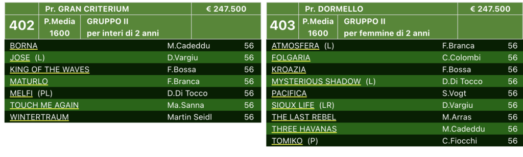 cavalli partenti criterium e dormello